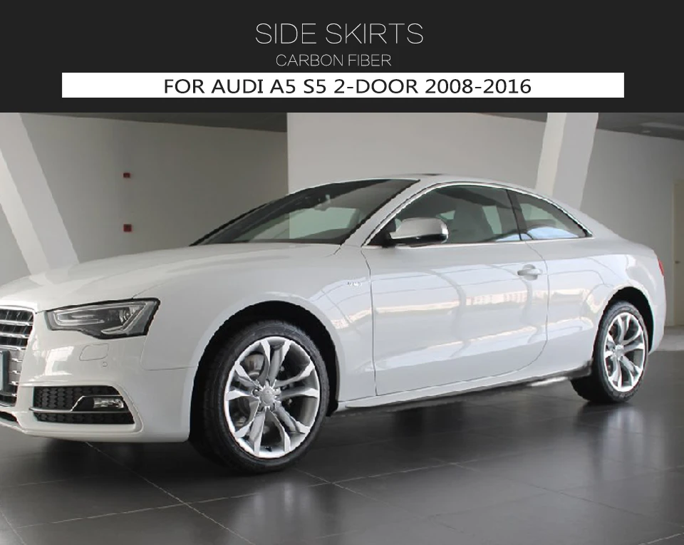 Углеродное волокно черный авто фартуки боковых юбок для Audi A5 S5 гибкие чехлы из термопластичного полиуретана(купе 2 двери Кабриолет 2008- 2 шт. FRP