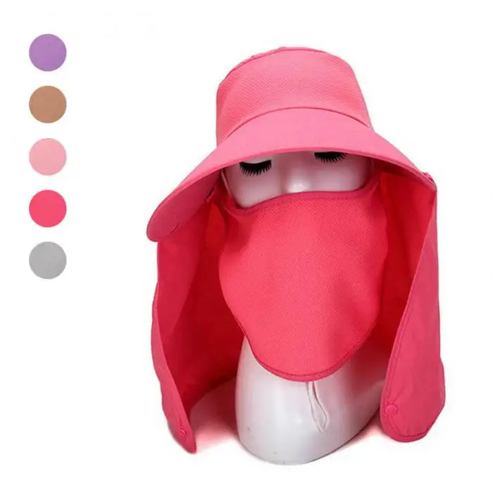 Hot Summer Women Sun Hat Removable Neck Face Flap Farmer UV Protection Cap for Outdoor Fishing HD88