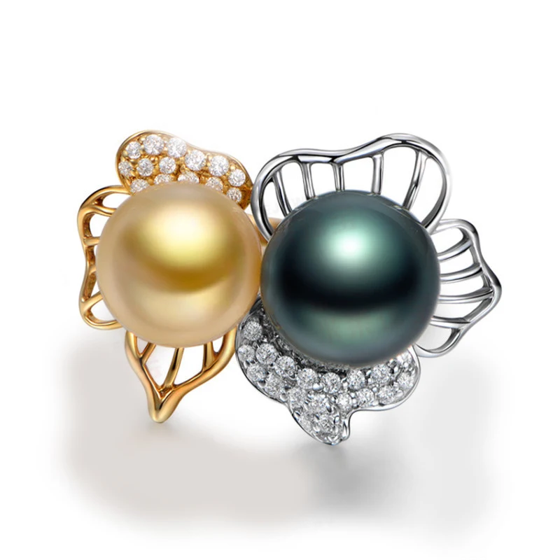 Женское кольцо в китайском стиле обручальное с листьями лотоса золотым и