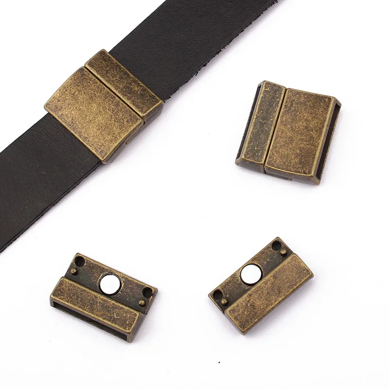 

3Set Antique Bronze Magnetic Clasp 20x2mm for 20mm Flat Leather Bracelet Jewelry Makings