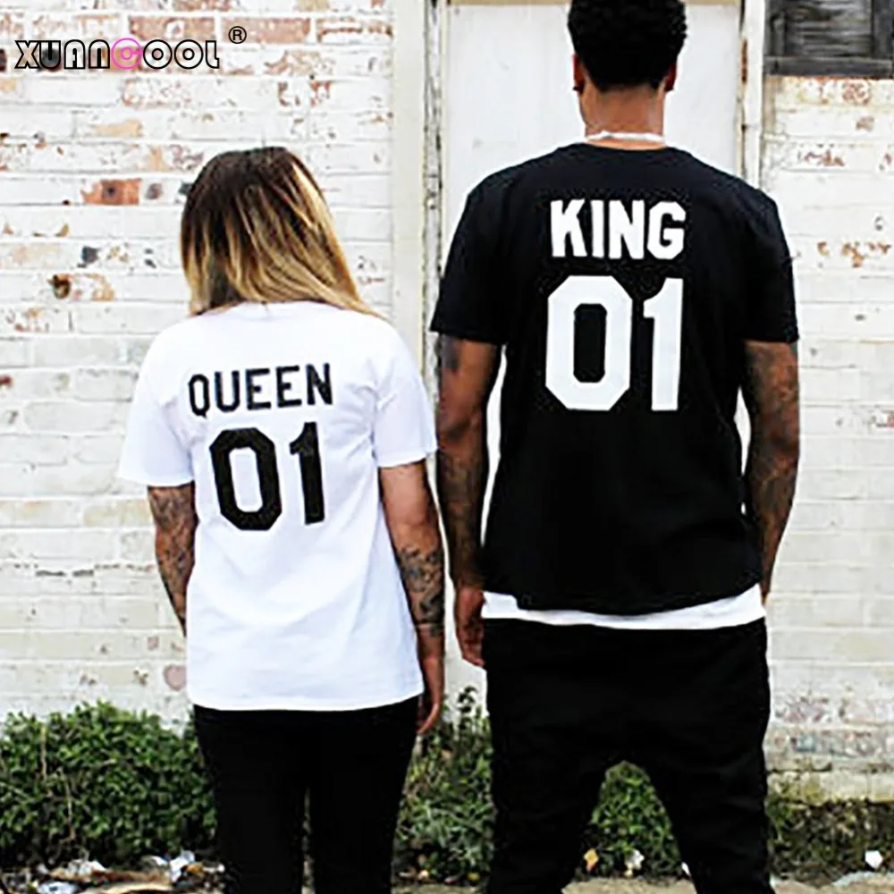 Xuancool Летний Стиль Новая мода Для мужчин Для женщин футболка King 01 Queen 01 одинаковые футболки унисекс наряд Camisetas Mujer