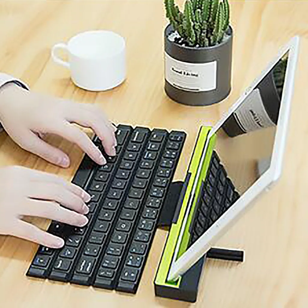 R4 64 Keys Reel Portable Mini Folding Bluetooth Keyboard Foldable Wireless Keypad for Tablet