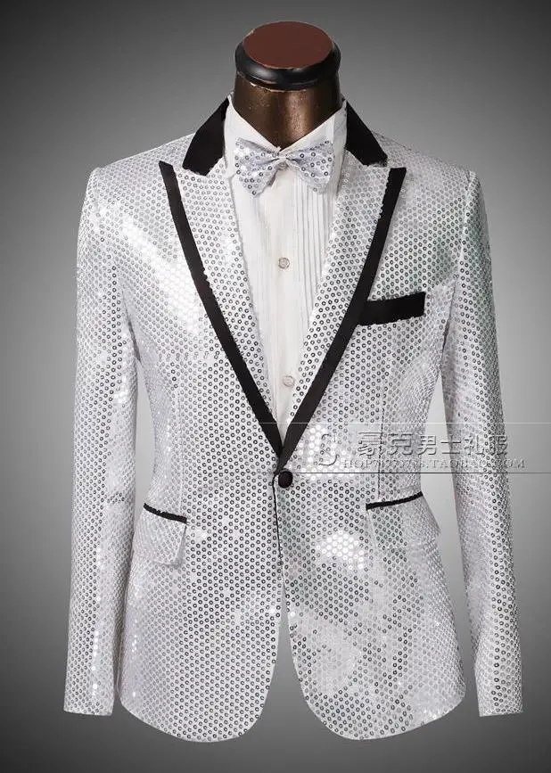 2020 Новое поступление цветной тонкий мужской костюм с пайетками комплект со