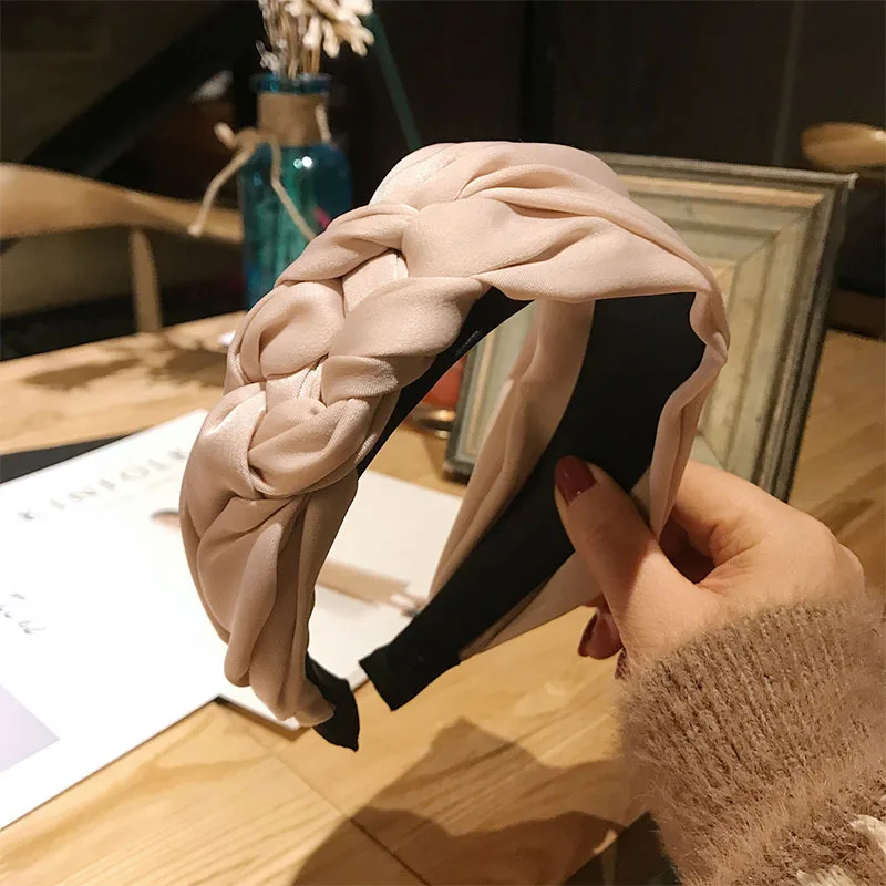 Модные новые одноцветные крестообразные повязки с узелком для женщин ободки для девочек милые обручи для волос головные уборы аксессуары для волос