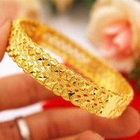 classic hollow openable bangle yellow gold filled womens bracelet jewelry gift