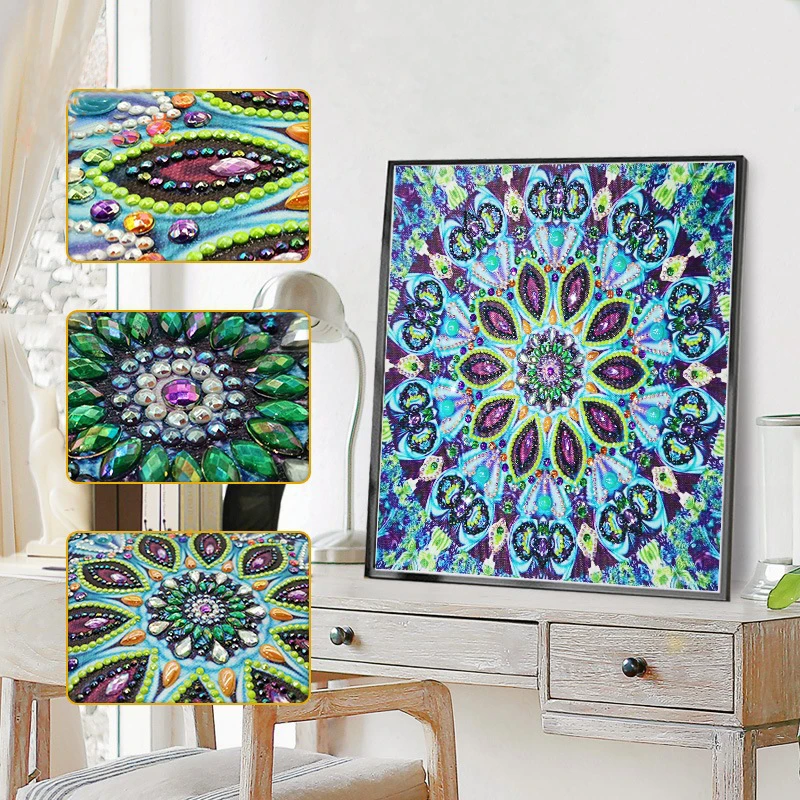 5D алмазная живопись цветок горный хрусталь картина DIY Алмазная вышивка Мандала Специальный в форме бриллианта набор 25x25 см
