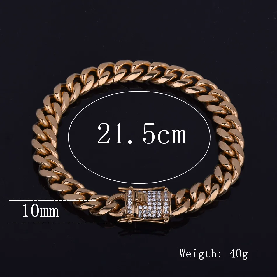 Браслет мужской из нержавеющей стали 10 мм 21 5 см|bracelet chain|hip hop braceletlink bracelet |