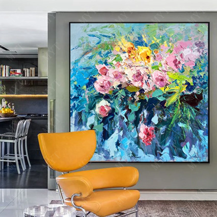 

Professional Artist Handmade Beautiful Colorful flowers Oil Painting on Canvas wall art pictures for living Room Wall home Decor