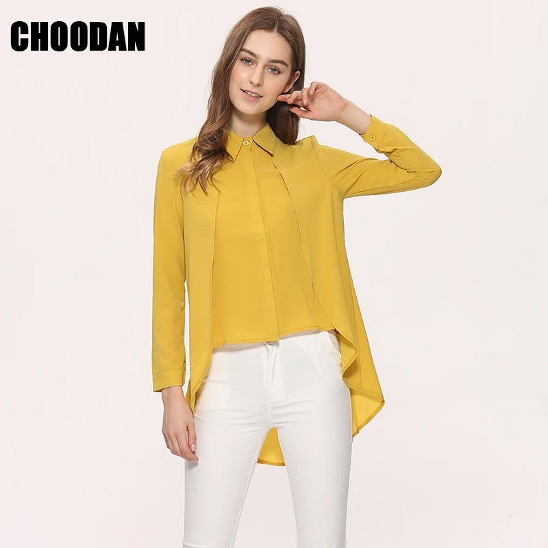 2018 Новая женская шифоновая блузка с длинным рукавом из двух частей|blouse fashion|fashion