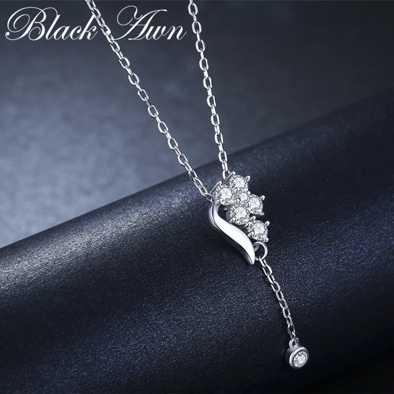 Женское ожерелье с подвеской BLACK AWN из стерлингового серебра 925 пробы сердечком K020