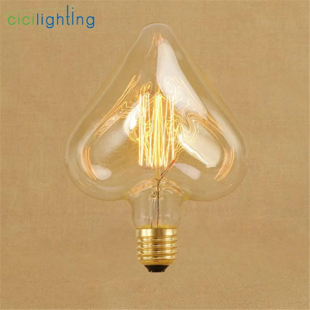

220V 240V Vintage Living Room Decoration Edison Bulb E27 40W Heart Retro Bulbs Decor Lamp for Bedroom Decoracion Vintage Lamp