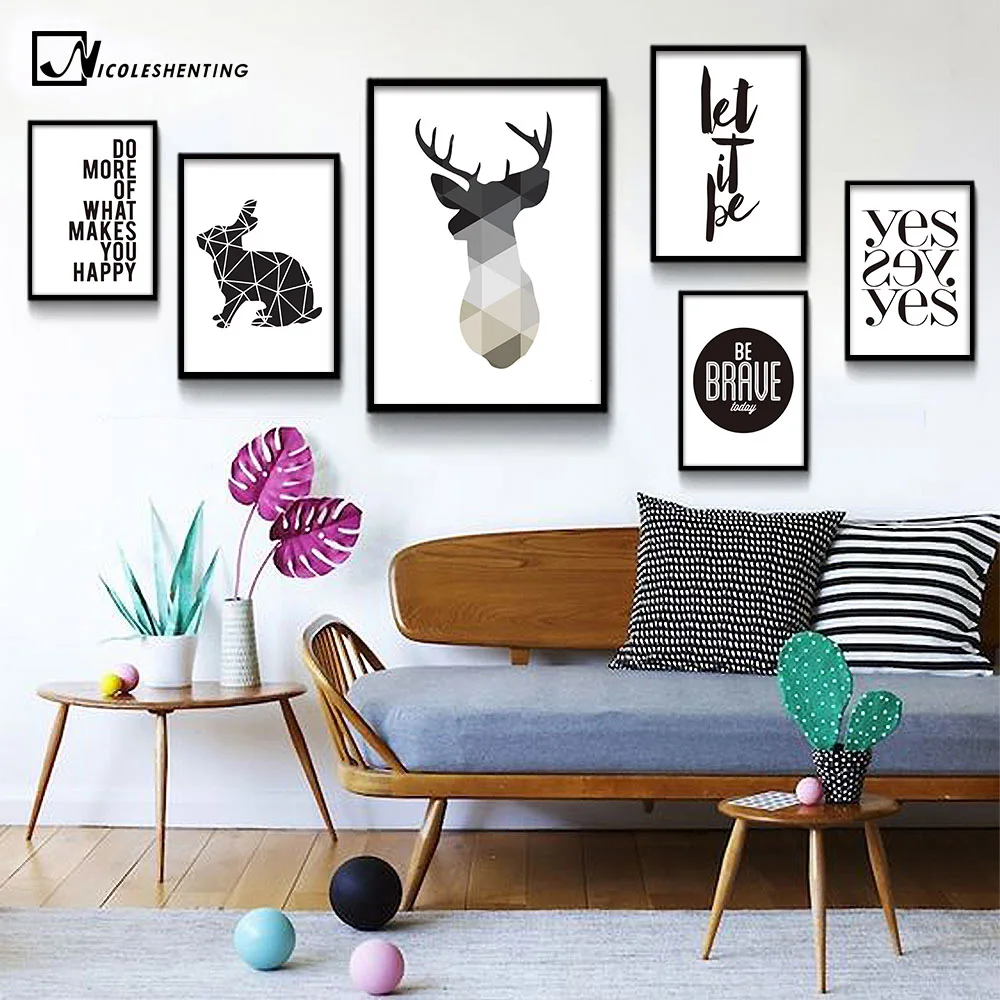 Nicoleshenting Nordic Стиль мотивационный плакат печать Геометрия олень стены Книги по искусству холст картины Аватар для Гостиная Домашний Декор