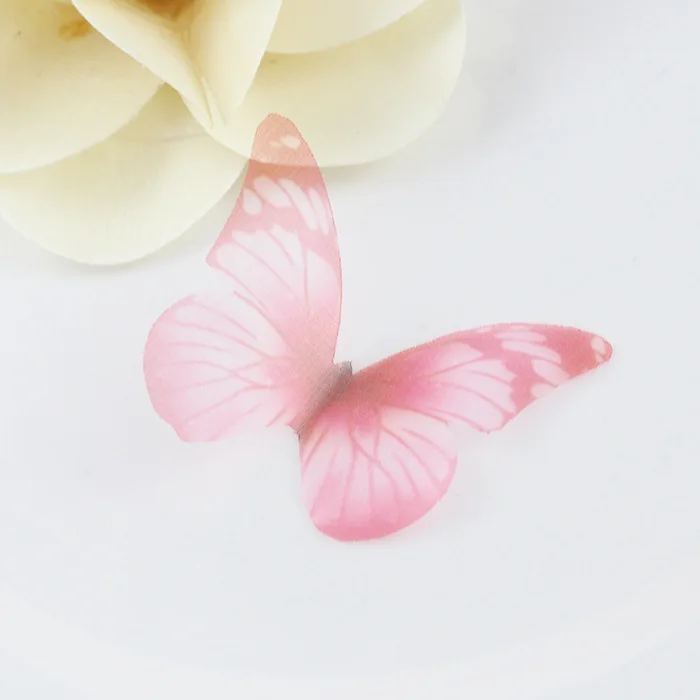 20PC Mini Chiffon Tulle Butterfly Decorative Accessories Adult Making Diy Earring Necklace Arts Crafts Garment Sewing Material - Цвет: 3 Pink