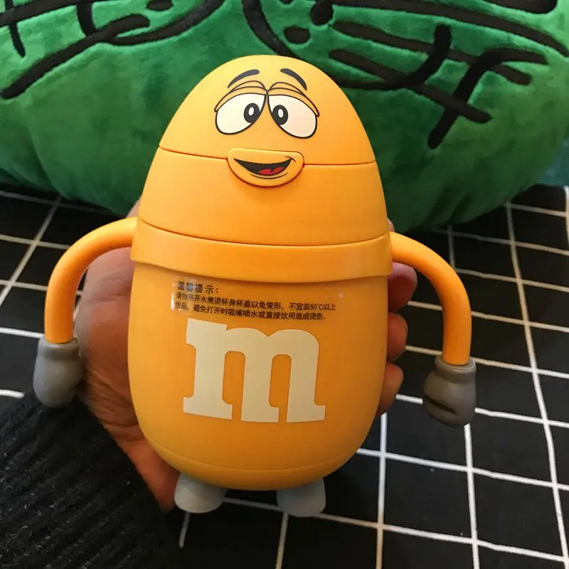 Оригинальная стеклянная бутылка M& M 250 мл, креативная мультяшная детская Термокружка M Beans, кружка для путешествий, термобутылка