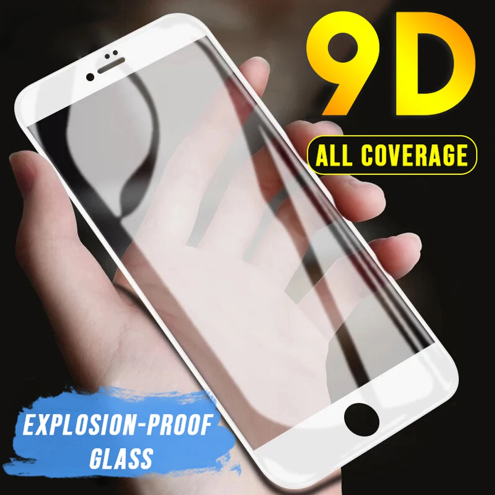 

9D on glass for iphone 6 6s 7 8 plus 5 5S SE 5C S protective film X XS MAX XR tempered glass phone screen protector smartphone