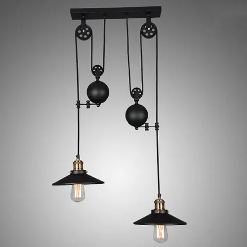 2 Lights Artpad Регулируемый Винтаж потолка-светло-гладить Pully light Главная Кофе Ресторан Гостиная потолочный светильник E27 Edison ЛАМПЫ - Цвет корпуса: 2 Lights