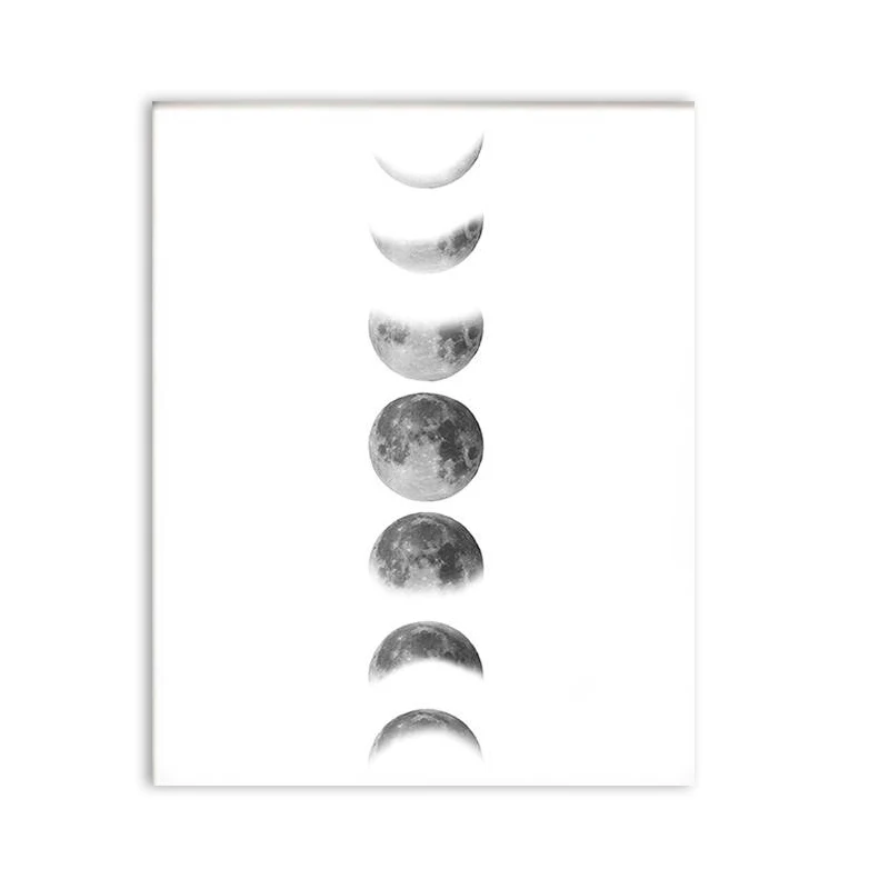 Принты фаз Луны водонепроницаемый плакат фотография Настенная картина без рамки