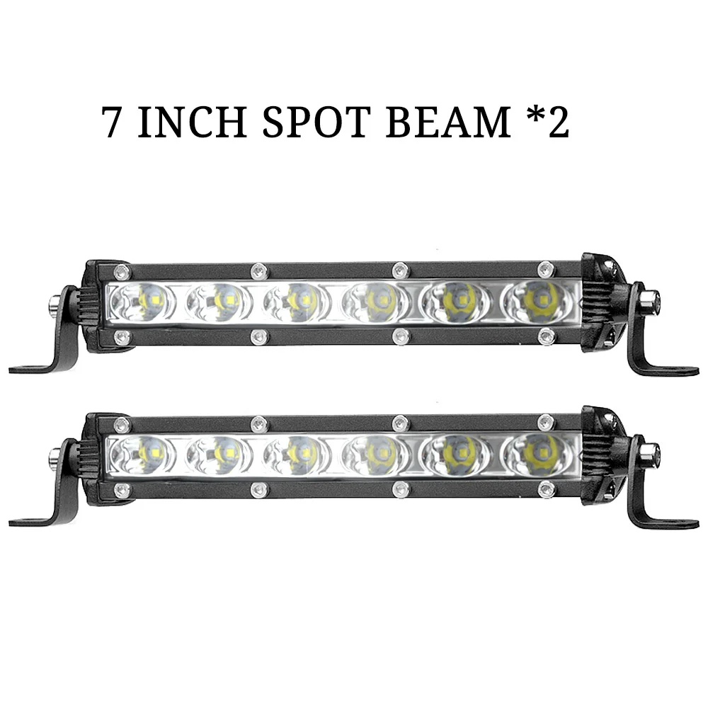7 inch x 2 SPOT Светодиодный светильник для работы, 12 В, 24 В, автомобильный головной светильник s, тонкая автомобильная лампа для вождения " 13" 2" 25" 3" 38" для внедорожника 4x4, рампы для грузовиков ATV - Цвет: 7 inch x 2 SPOT
