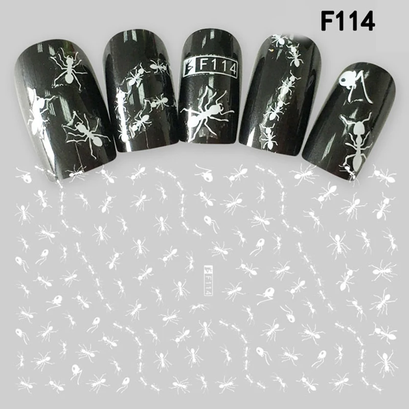1 лист цветок наклейки для ногтей кружево Белый Черный дизайн простой милый