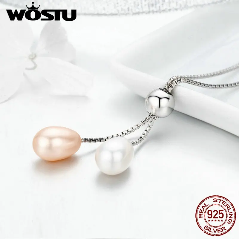 WOSTU романтичное Стерлинговое Серебро 925 пробы сверкающий пресноводный жемчуг