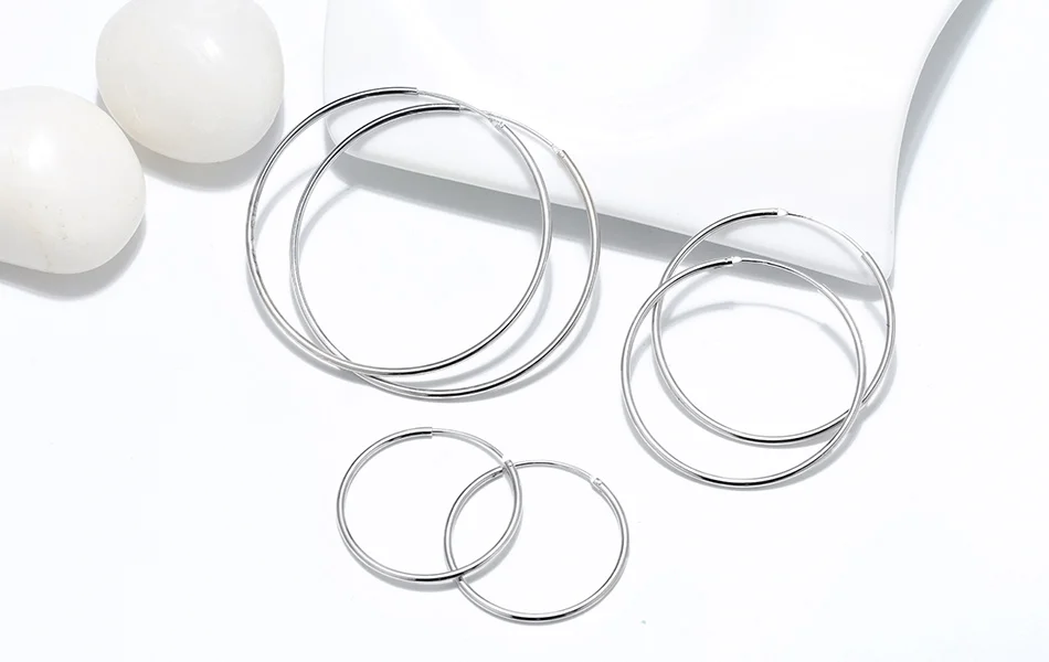 ORSA JEWELS подлинные 925 пробы серебряные серьги круглые большие круглые 30 см 4 см 50 см круглые серьги женские серебряные ювелирные изделия Aretes OSE146