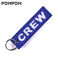 blue crew keychain for promotion gifts embroidery crew key chain fashion jewelry oem motorcycle keychains llaveros luggage tag