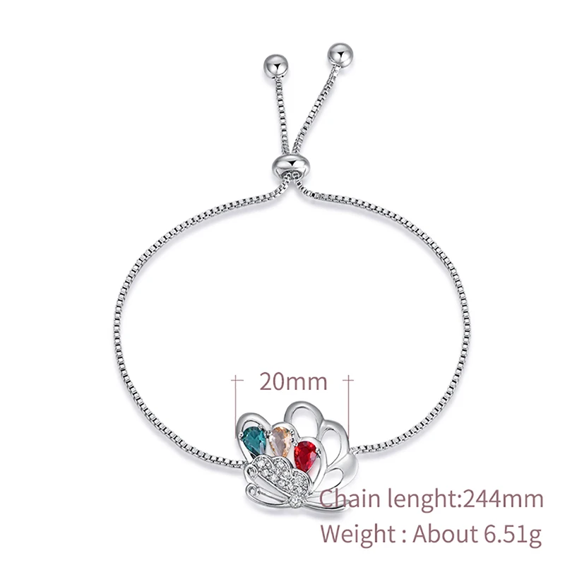 GUVIVI Модные браслеты с кристаллами CZ на цепочке для женщин и девочек, регулируемые бабочками, светодиодными импульсами, свадебными вечеринками. Подарок ювелирных изделий.