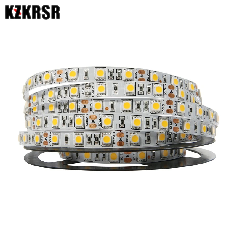 KZKRSR 5050 Светодиодная лента 5 м 60Led/M IP20 не Водонепроницаемая IP65 DC 12V для декора