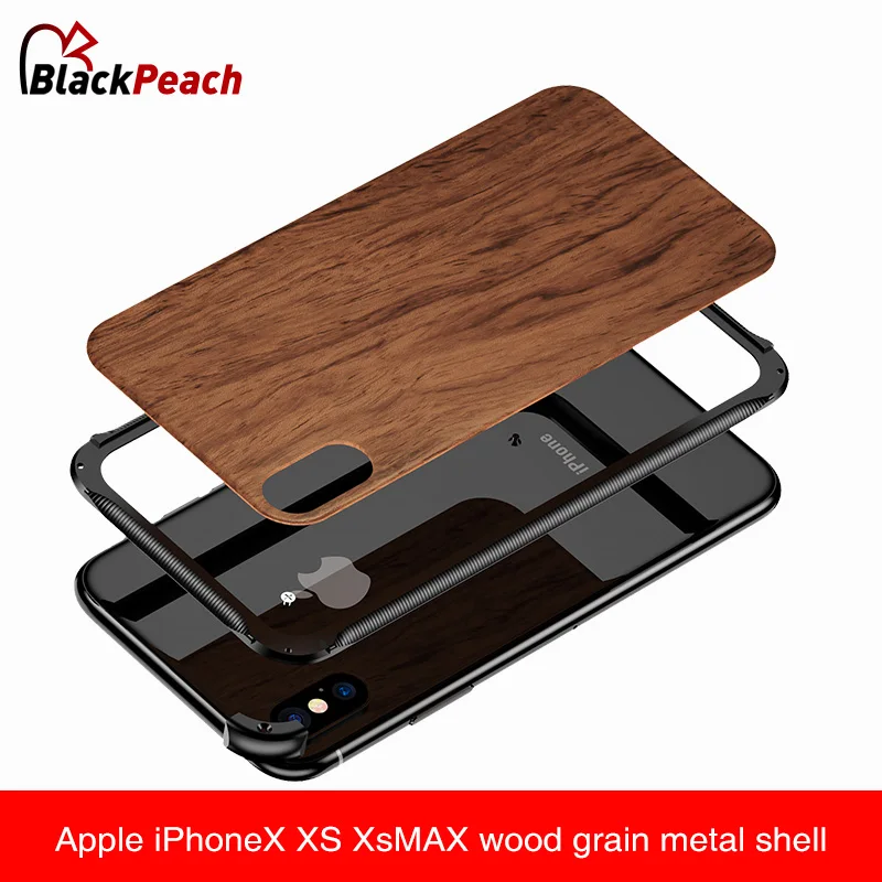 Для iphone XR Yashi серии дерево зерна металлический корпус задняя крышка защитный