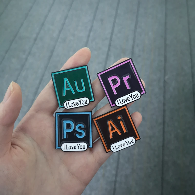 Веселые эмалированные значки на булавке для фотошопа AI PR AU от The Beatle броши из