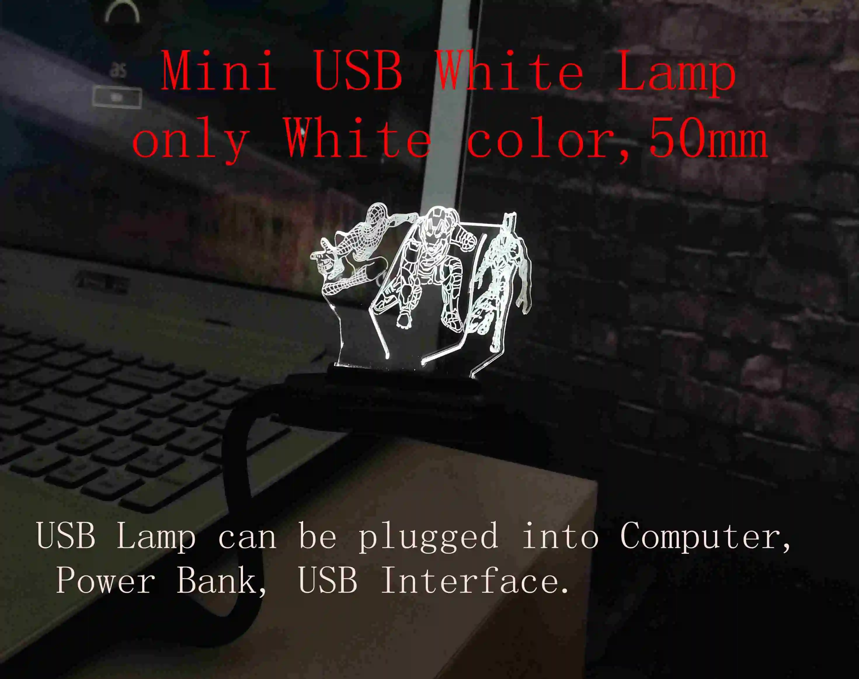 mini Marvel фигура Мстителей 3D смешанный цвет luminaria USB зарядка Настольная лампа Подростковая спальня декоративный ночник мальчик Рождественский подарок - Испускаемый цвет: mini