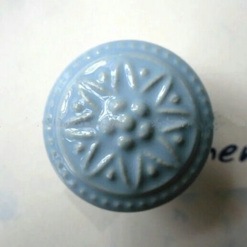 96 мм синие ручки для комода круглые ящиков керамические кухонного шкафа античные