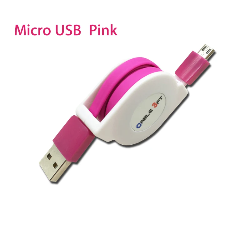 Pink Micro usb 2 м 3 м Micro USB Выдвижной кабель для samsung Galaxy A3 A5 A6 J3 J5 J7 huawei Y6 Y9 Nova 3i p смарт-кабель для мобильного телефона - Цвет: Pink Micro usb