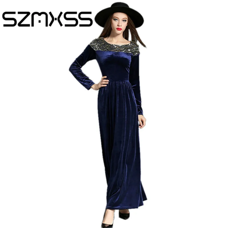 Осенняя одежда 2016 года зимние платья Для женщин Вельветовое платье с длинным