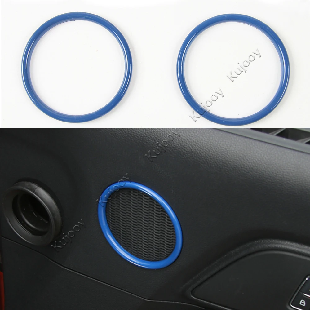 

Pair Blue ABS Door Speaker Cover Trim Sticker Decor Frame Small Ring For Ford Mustang 2015 2016 Car Styling Accessories