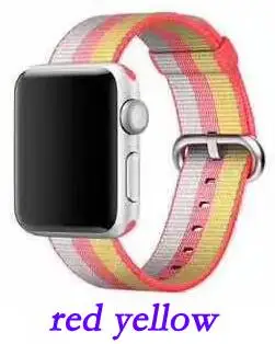 Новое поступление нейлоновый ремешок для apple watch, ремешок 42 мм, 38 мм, 40 мм 44 спортивный браслет и ткани, нейлоновый ремешок для наручных часов iwatch, версия 1/2/3/4 - Цвет ремешка: red yellow