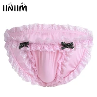 iiniim panties for mens lingerie sissy maid floral lace soft bikini briefs underwear underpamts breathable low rise underwear