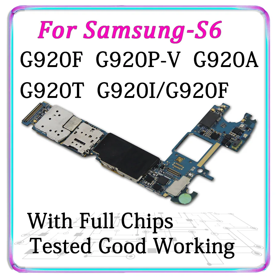 Оригинальная разблокированная MB для samsung Galaxy S6 G920F G920P G920V G920A G920T G920I материнская плата с чипами
