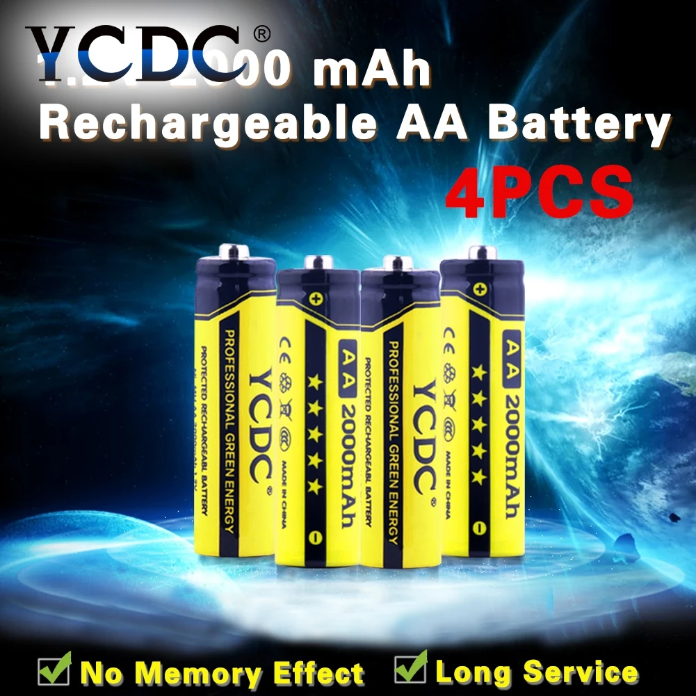 YCDC Лидер продаж! 4 шт YCDC 1,2 V AA 2000 mAh ni-mh аккумуляторная батарея EE6338