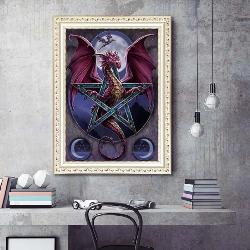 Dragon Diamond Painting Kits 30x40cm Full Drill Rhinestone Eco-Friendly DIY Art Craft Home Decor with Protecting Eyes Canvas | Дом и сад