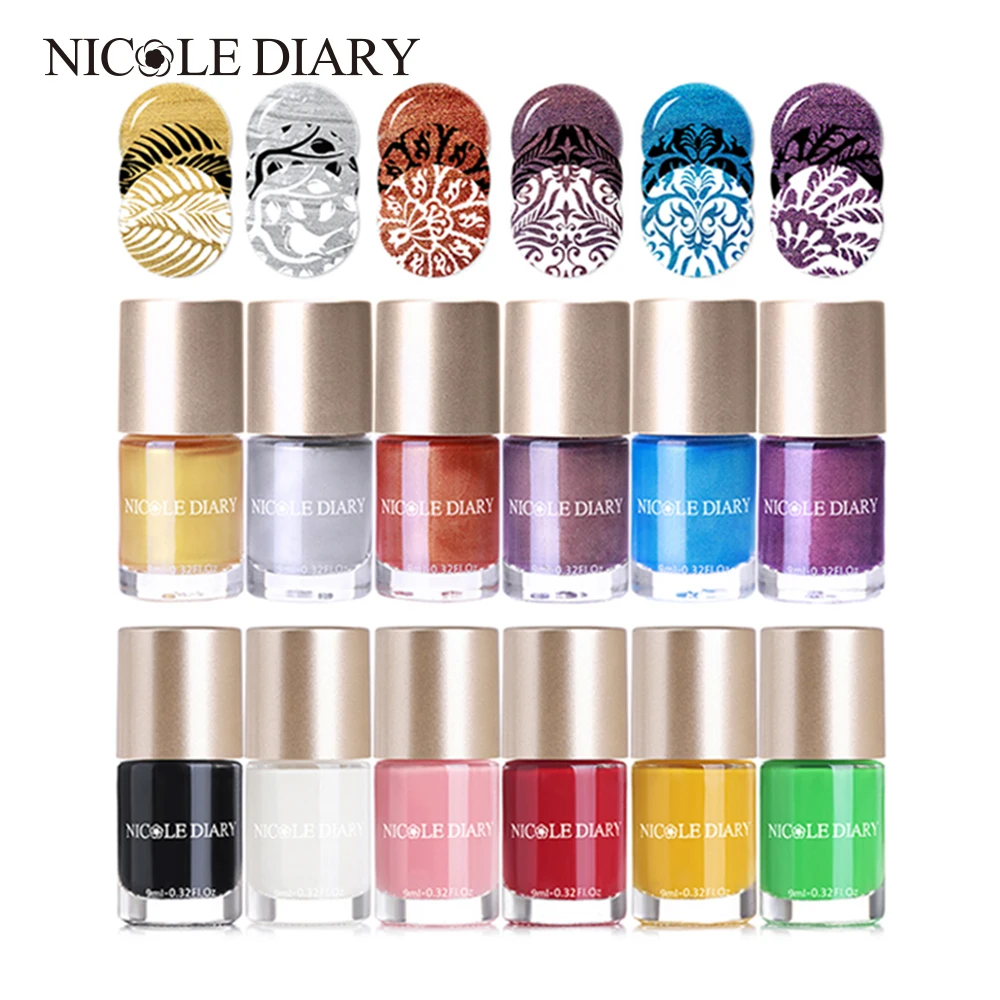 Лак для ногтей NICOLE DIARY 6 бутылок базовый на водной основе/жемчужный лак дизайна 9