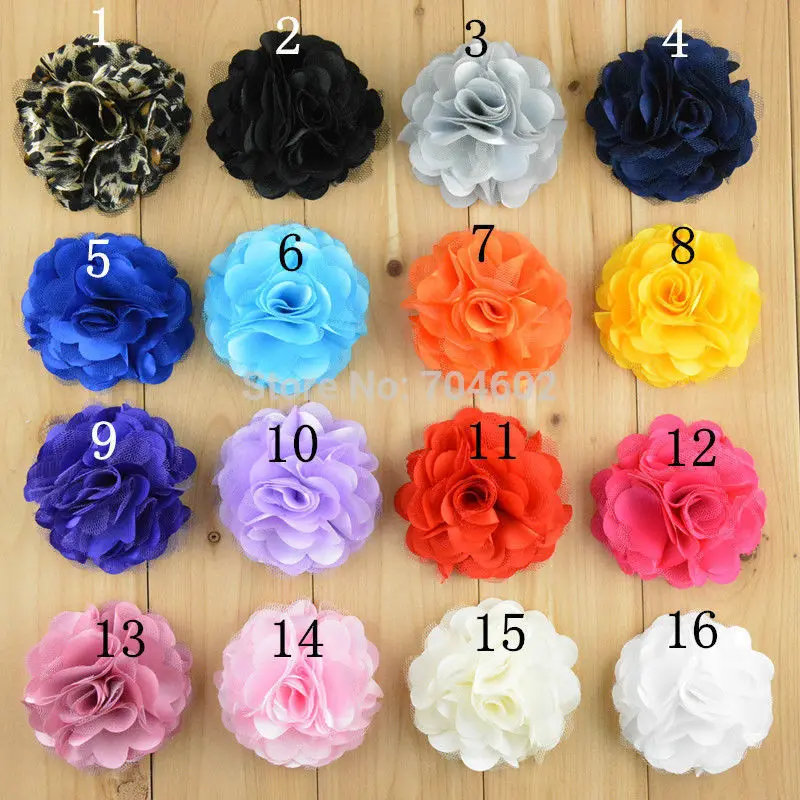 Оптовая продажа 120 шт./лот 3 ''атласная сетка шелковые цветы для головной