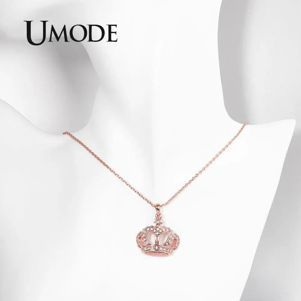Ожерелье UMODE с подвеской в виде короны для женщин подвеска из прозрачного циркона