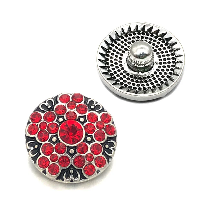 

Wholesale metal Rhinestone Snap Buttons w202 flower Diy Jewelry fit 18mm Snap button Necklaces/Bracelets for women