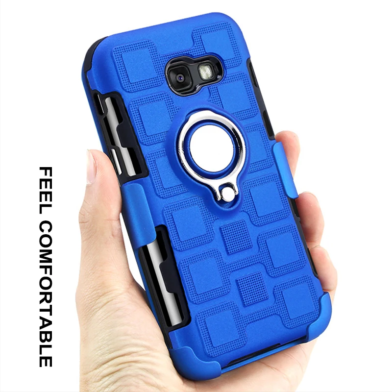 Roc Joan Matte Ice Feel Case For Samsung Galaxy A7 2018 A5 2017 Armor Metal Ring Car Holder Shock Proof Silicone PC Coque |