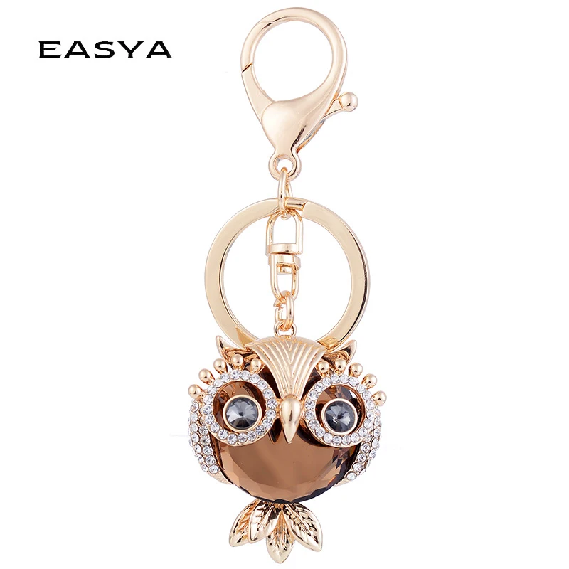 Брелок EASYA с большим кристаллом в виде совы брелок для автомобиля форме