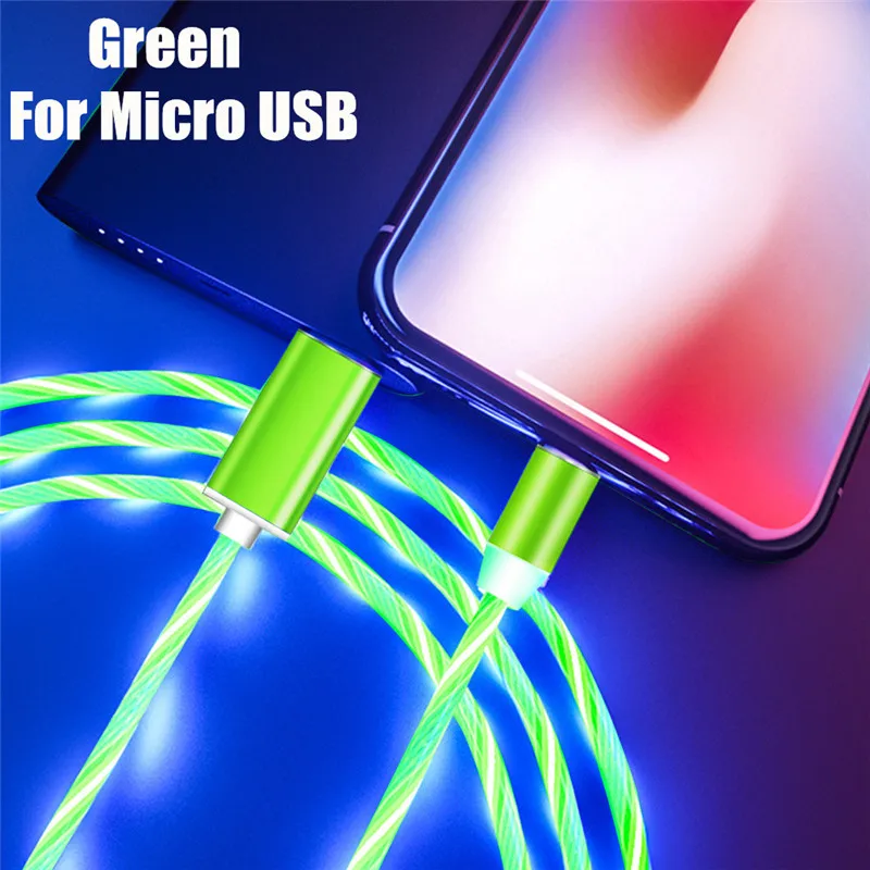Green Micro Cable 10 шт./упак. NISI 1 м 3.28ft светящийся светодиодный магнитный кабель для Lightning 8Pin-IOS микро Тип usb C Порты всеми смартфонами Зарядное устройство кабель - Цвет: Green Micro Cable