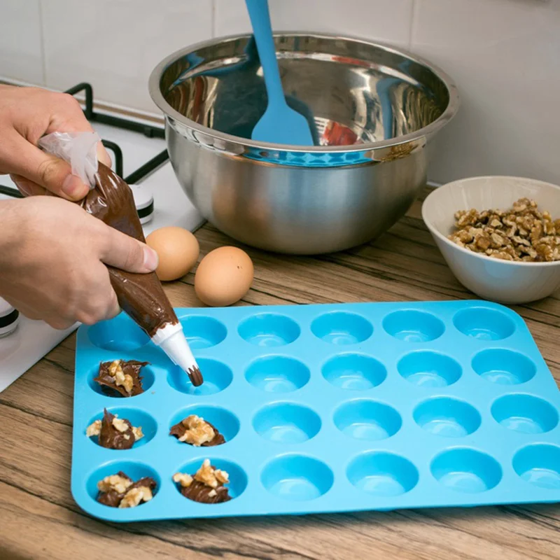 DIY силиконовые 24 Отверстия Мини Маффин чашки формы для торта шоколадное мыло