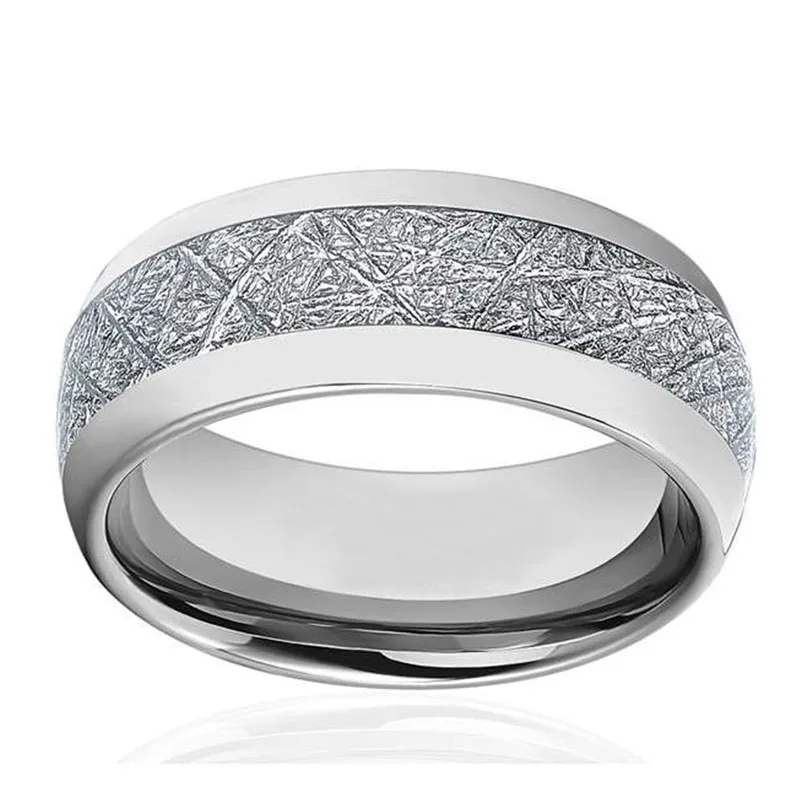 Fashion Jewelry 8mm Mens &amp Womens Tungsten Carbide Ring Meteorite Inlay Wedding Band | Украшения и аксессуары