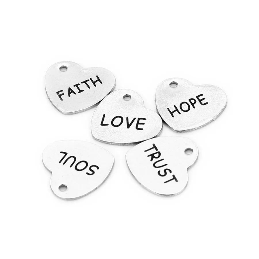 Подвеска для ожерелья Ckysee 5 шт./лот серебристого цвета с надписью Faith Hope Love из